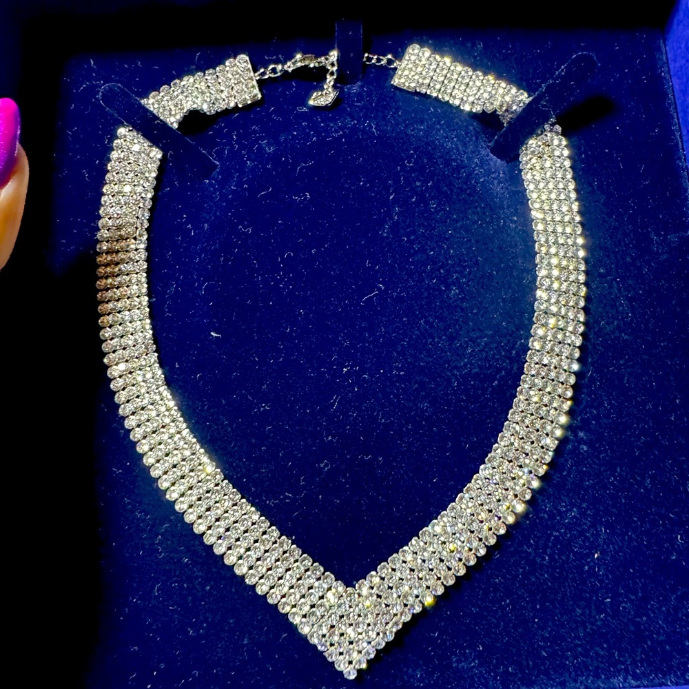 Swarovski Silver Palace Necklace with Crystal Accents